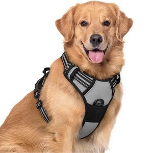 New Reflective Gray Dog Harness with Leash